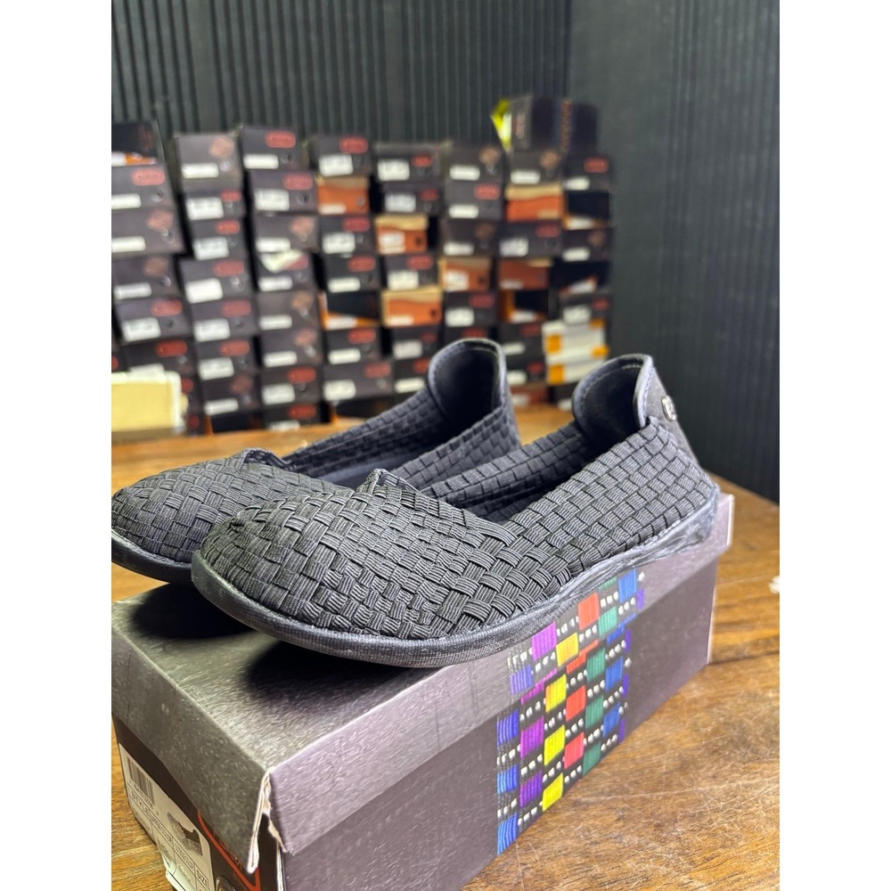 Bernie Mev Catwalk Black Woven Elastic Memory Foam Flats Size 35 US 4.5